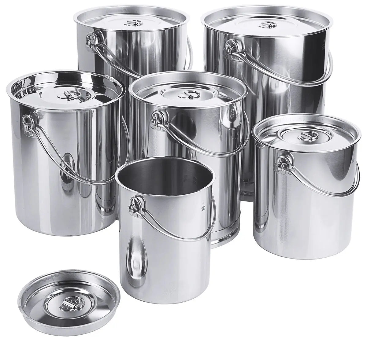 Edelstahl Eimer zylindrisch 2 bis 10 Liter mit Deckel mit oder ohne Bodenreifen Contacto - CPGASTRO