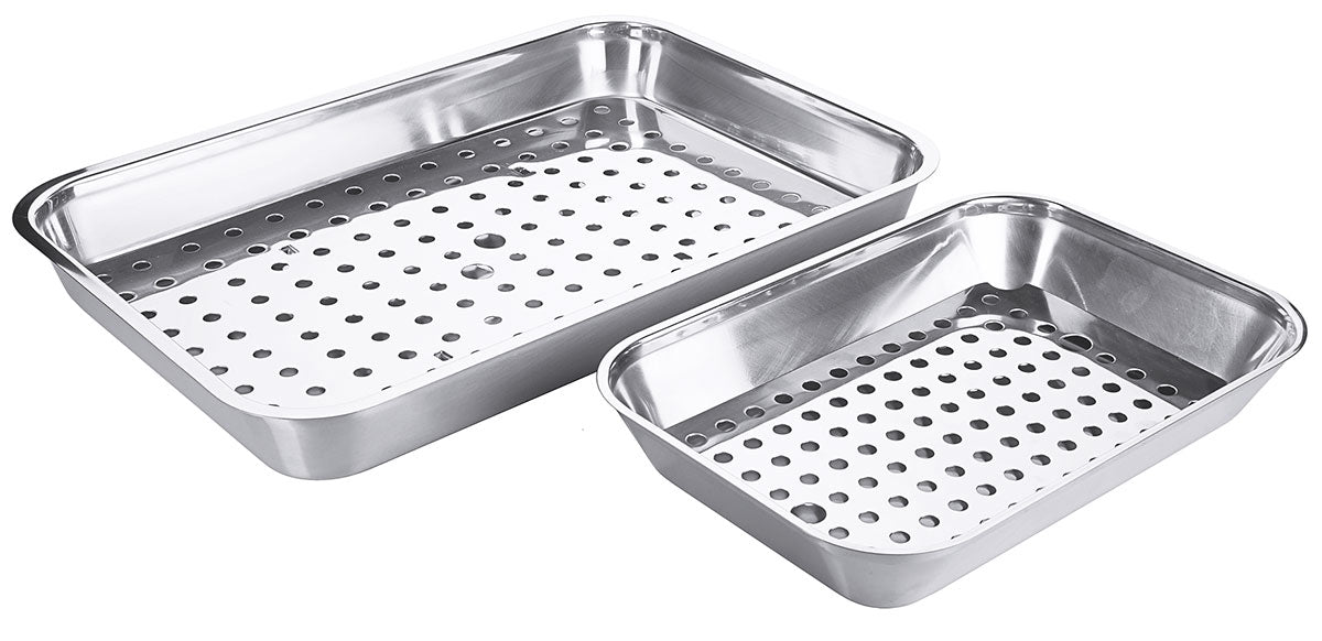 Edelstahl Grill-/ Abtropfschale 35-50 cm mit gelochtem Einsatz Contacto - CPGASTRO