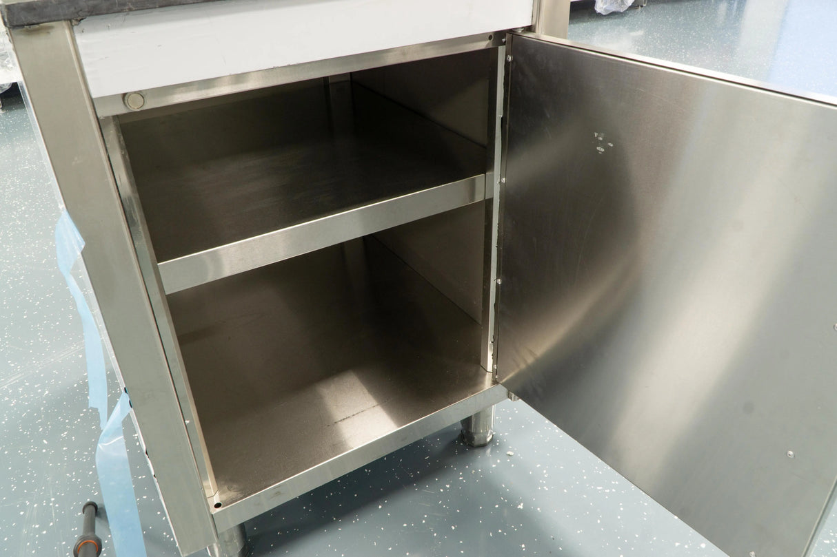 Edelstahl Kassentisch mit Holz Verkleidung Arbeitsschrank 100 cm Marmor Schwarz Gastronics - CPGASTRO