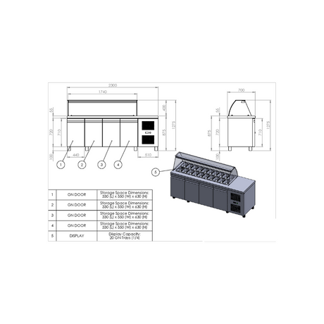 Salattheke mit Kassentisch Edelstahl 230cm Gastronics - CPGASTRO
