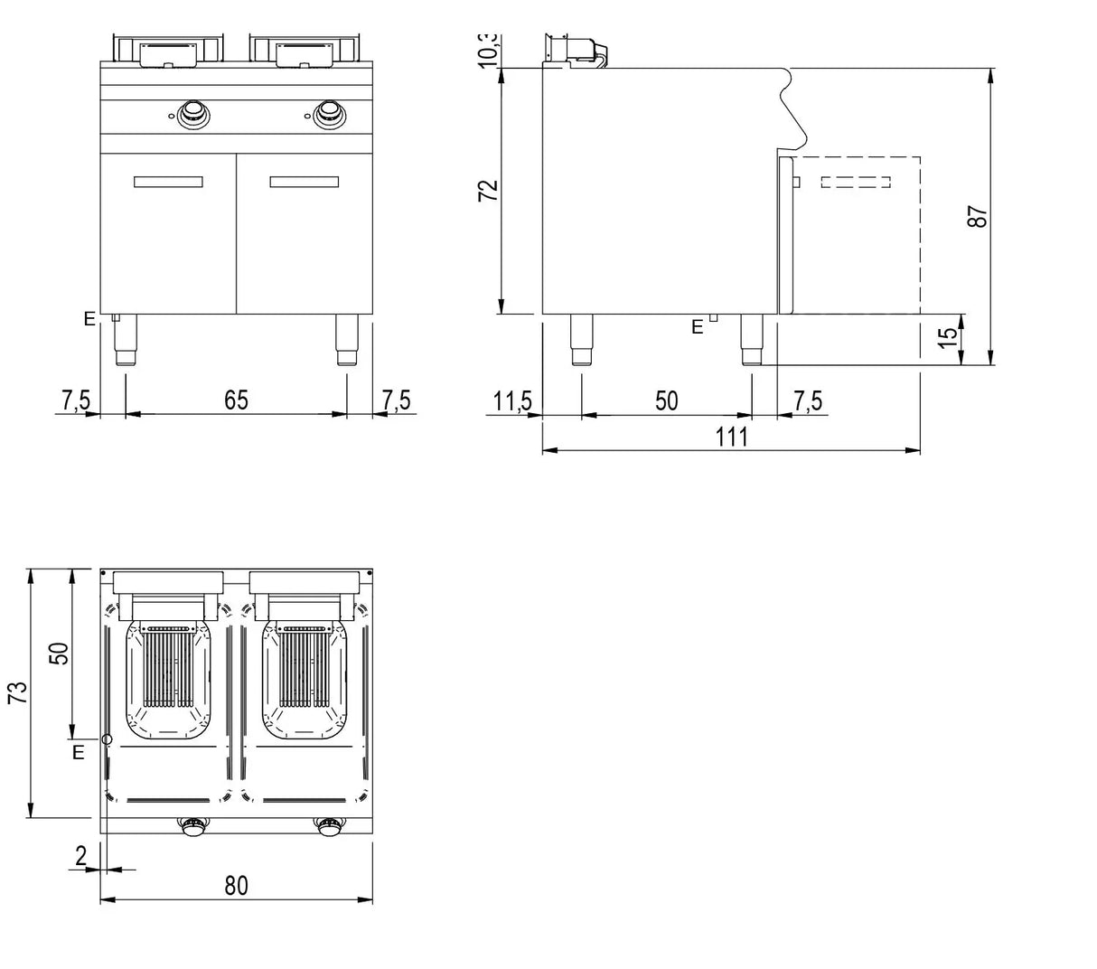 Doppel Fritteuse Modular PK70/80 FRE10X Modular - CPGASTRO