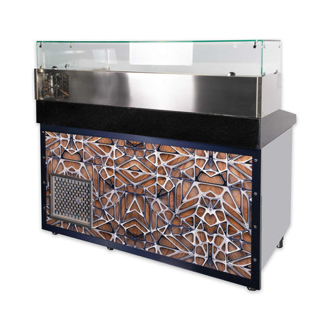 Pizzakühltisch mit Aufsatzvitrine LED Dekor 160 cm Gastronics - CPGASTRO