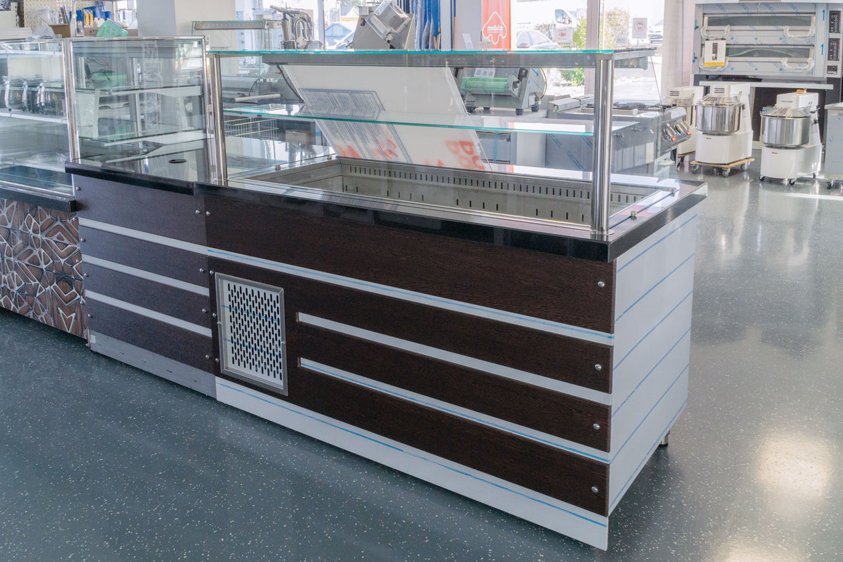 Salattheke SL-D-150 GW BRS TV Umluft Obere Lüftung Schwarz Granit 4x GN 1/1 Dekor Wenge 3 Gastronics - CPGASTRO