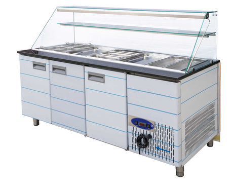 Salattheke mit Aufsatzvitrine 180 cm Hochglanz Granit Gastronics - CPGASTRO