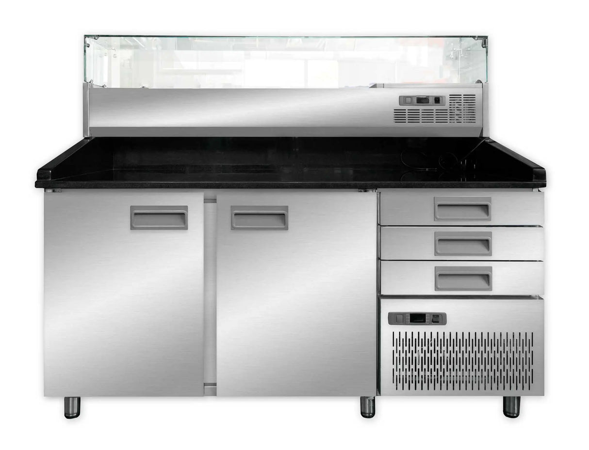 Pizzakühltisch mit Aufsatzvitrine 160 cm Gastronics - CPGASTRO