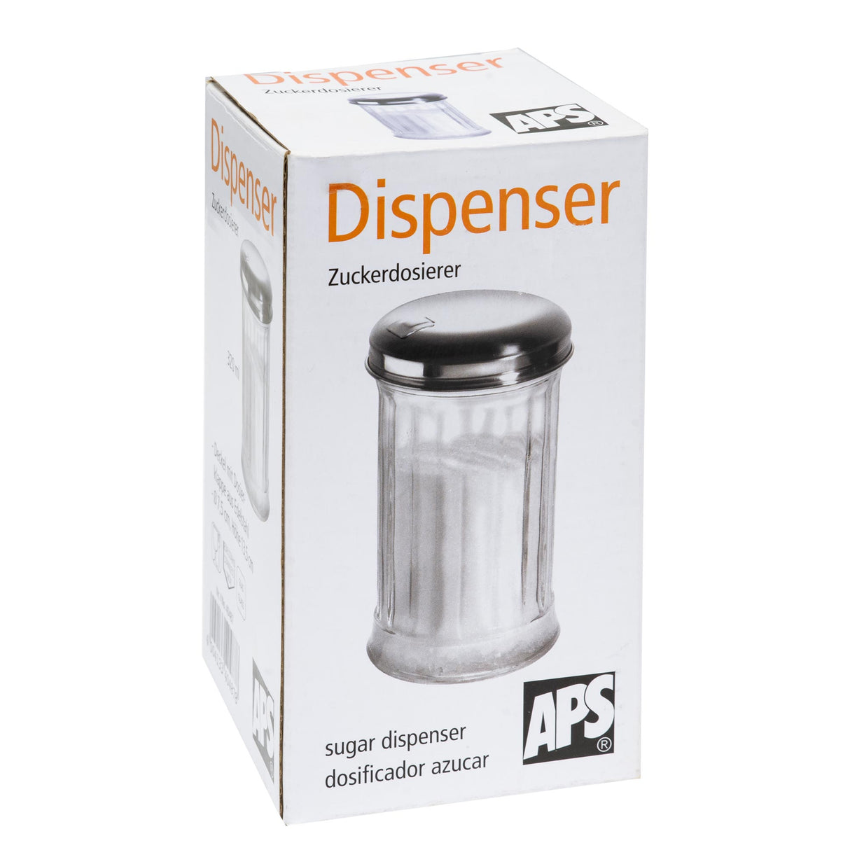 Zuckerdosierer APS Glas Edelstahl Dosierklappe Gastronics - CPGASTRO