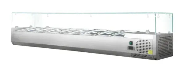Kühlaufsatzvitrine GN 1/4, 160 x 34 mit Glasaufsatz Gastronics - CPGASTRO