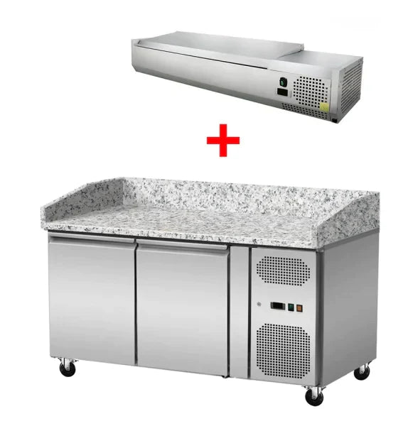 Pizzakühltisch Granit rosa-grau 2 Türen 150 cm Gastronics - CPGASTRO