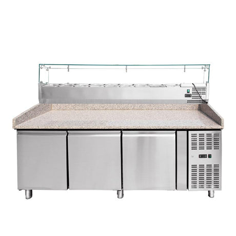 Pizzakühltisch mit Aufsatzvitrine 200 cm THPZ3600TN THV2000 Gastronics - CPGASTRO