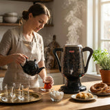 Samowar 3,5 L Semaver Edelstahl Teekocher Teemaschine schwarze Keramikkanne Elektrisch im modernen Design Caytime - CPGASTRO