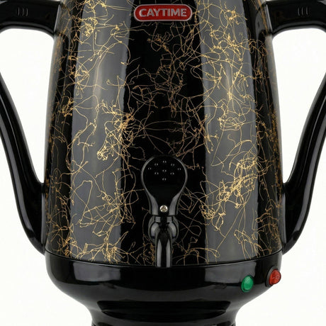 Samowar 3,5 L Semaver Edelstahl Teekocher Teemaschine schwarze Keramikkanne Elektrisch im modernen Design Caytime - CPGASTRO