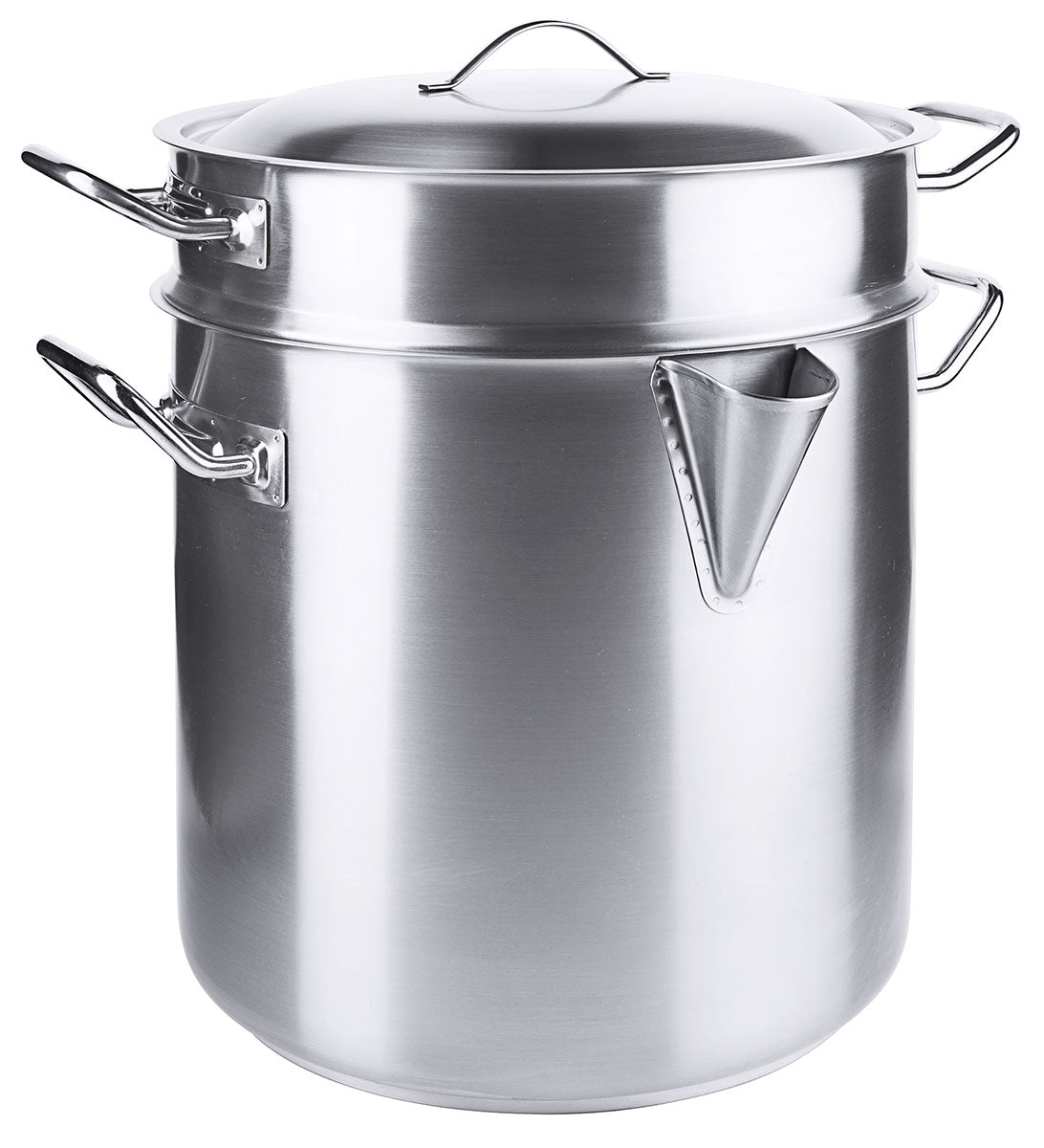 Edelstahl Simmertopf groß Ø 24-32 cm mit Einsatz & Deckel