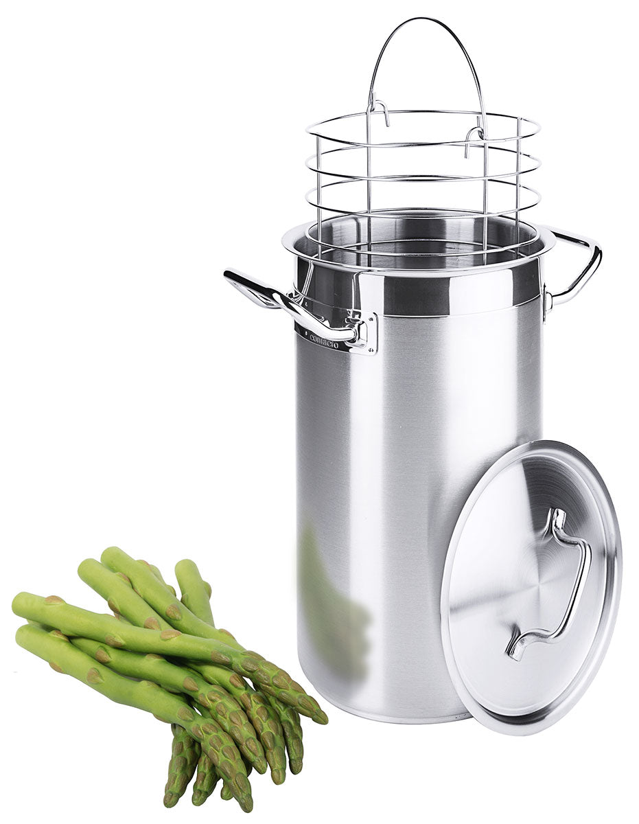 Edelstahl Spargelkochtopf 4,5 / 5,5 Liter mit Deckel & Einsatz Contacto - CPGASTRO