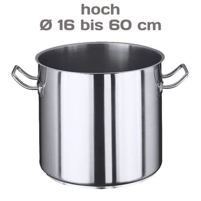 Edelstahl Kochtopf Serie 2100 hoch Innen Ø 16 bis 60 cm - CPGASTRO