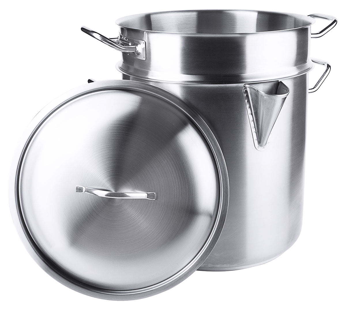 Edelstahl Simmertopf groß Ø 24-32 cm mit Einsatz & Deckel