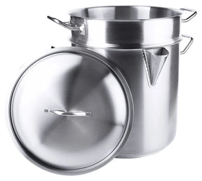 Edelstahl Simmertopf groß Ø 24-32 cm mit Einsatz & Deckel - CPGASTRO