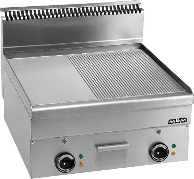 MBM Grillplatte ½ glatt verchromt  und ½ gerillt 7,5 / 10,2 kW MBM - CPGASTRO