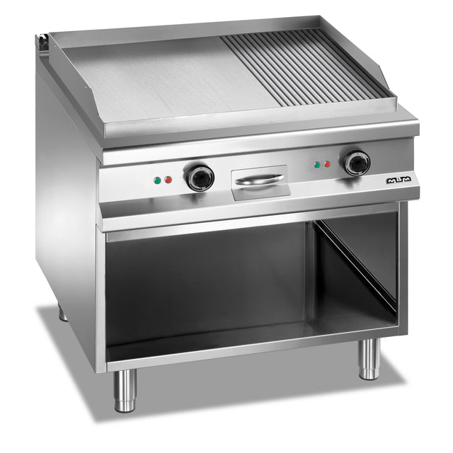 MBM Grillplatte ½ glatt verchromt und ½ gerillt mit Untergestell 12 / 16 kW MBM - CPGASTRO