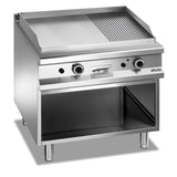 MBM Grillplatte ½ glatt verchromt und ½ gerillt mit Untergestell 12 / 16 kW MBM - CPGASTRO