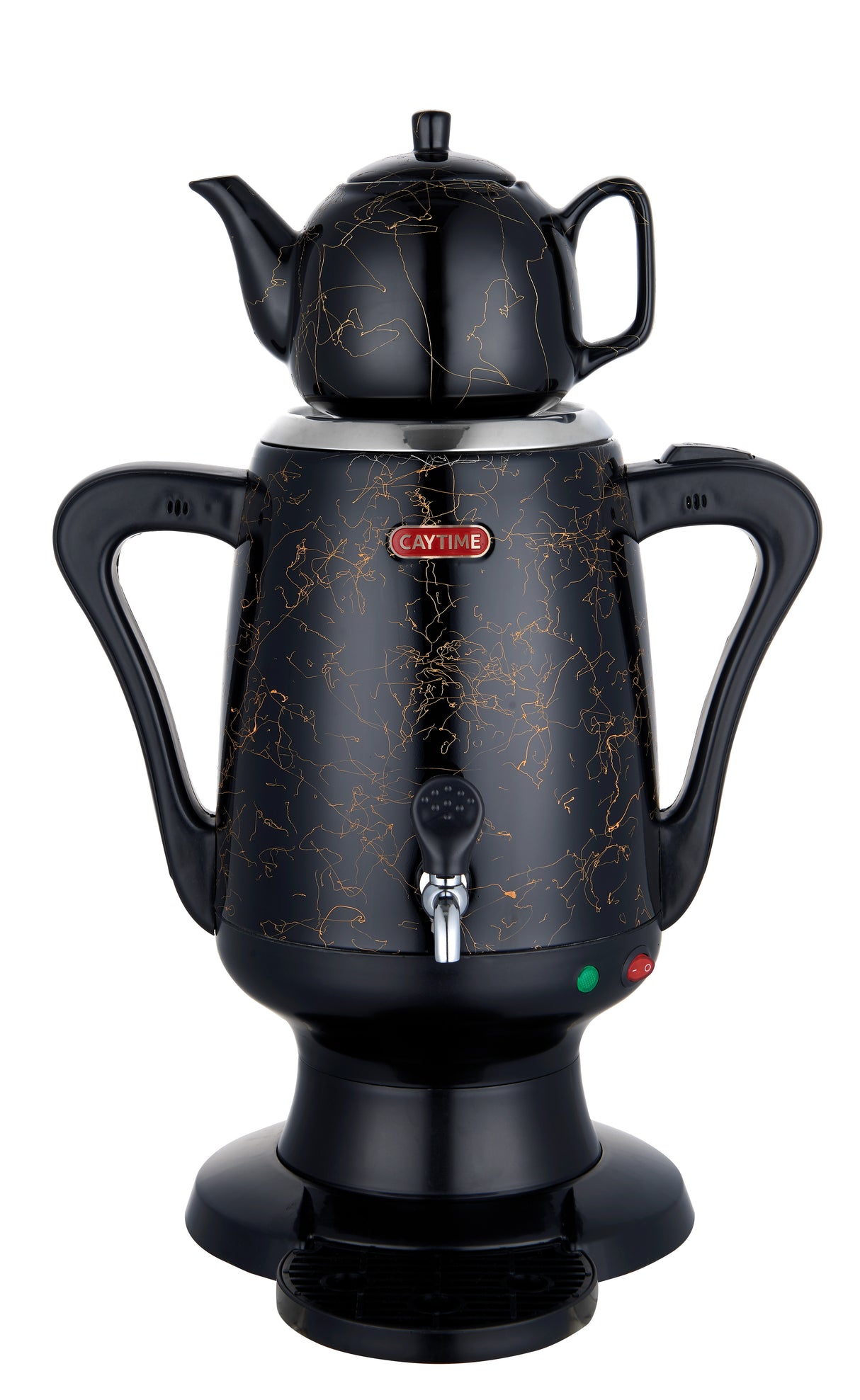 Samowar 3,5 L Semaver Edelstahl Teekocher Teemaschine schwarze Keramikkanne Elektrisch im modernen Design Caytime - CPGASTRO