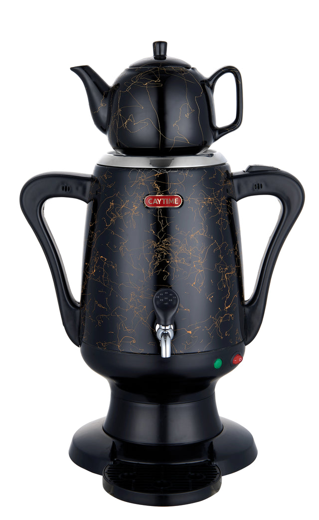 Samowar 3,5 L Semaver Edelstahl Teekocher Teemaschine schwarze Keramikkanne Elektrisch im modernen Design Caytime - CPGASTRO