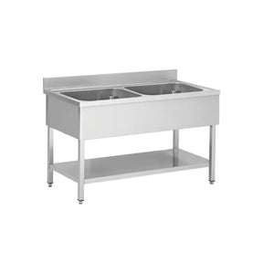 Spültisch aus Edelstahl zwei Becken Mitte Tiefe 60 - CPGASTRO