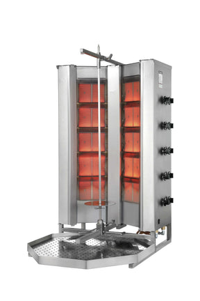 Potis V-MU-GD5 Dönergrill / Gyrosgrill – Profi-Gasgrill mit V-Brennern und Untermotor für bis zu 175 kg Fleisch - CPGASTRO