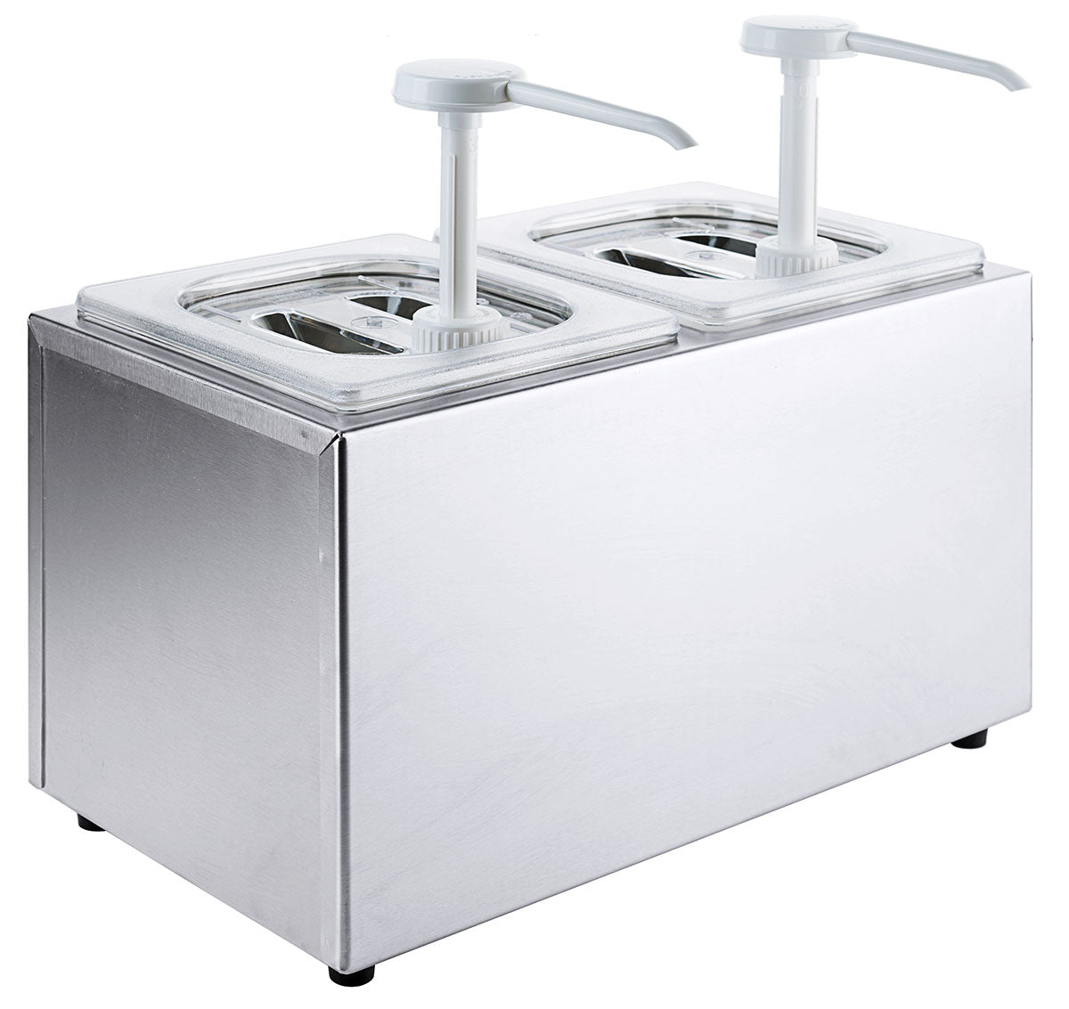 Edelstahl Saucendispenser mit Pumpe 1-2 Behälter / Leer Gestell Contacto - CPGASTRO