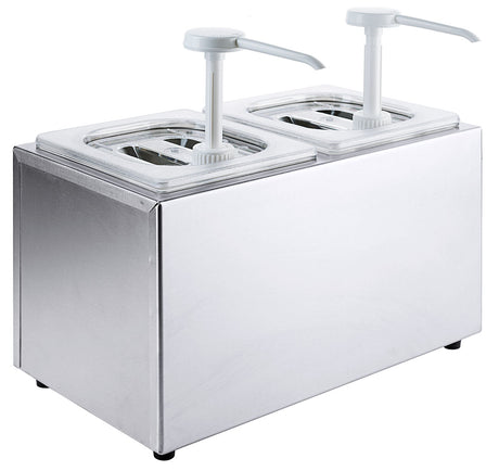 Edelstahl Saucendispenser mit Pumpe 1-2 Behälter / Leer Gestell Contacto - CPGASTRO