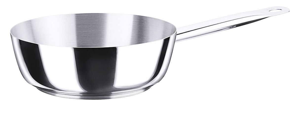 Edelstahl Sauteuse Ø 16-24 cm mit gerade auslaufendem Rand mit Rohrgriff