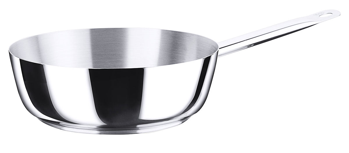 Edelstahl Sauteuse Ø 16-24 cm mit gerade auslaufendem Rand mit Rohrgriff