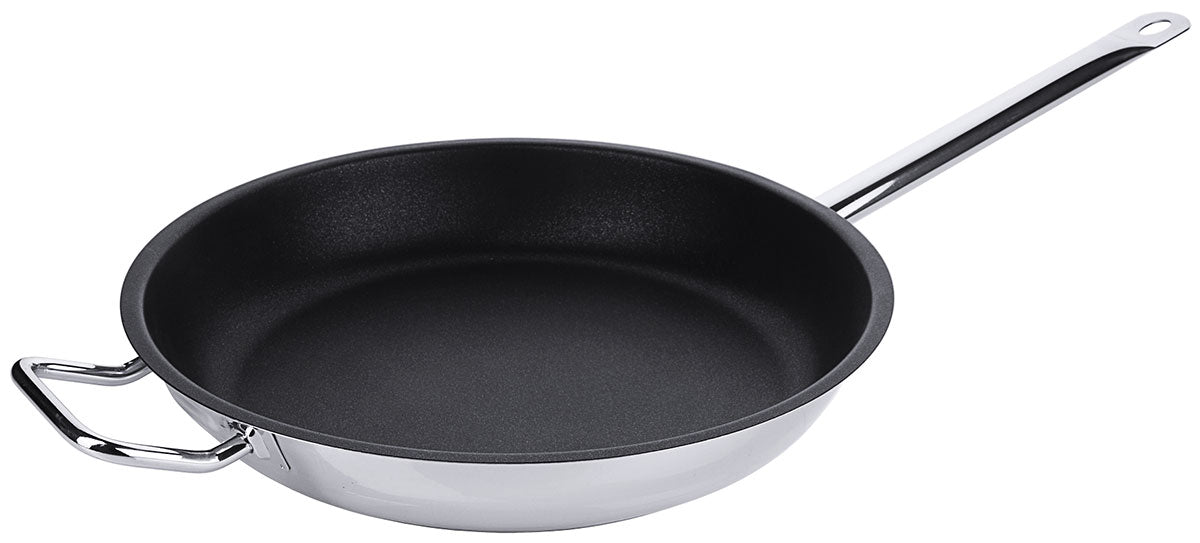 Edelstahl Antihaft-Bratpfanne mit PTFE-Beschichtung & Rohrgriff Gegengriff Ø 36-40 cm Contacto - CPGASTRO
