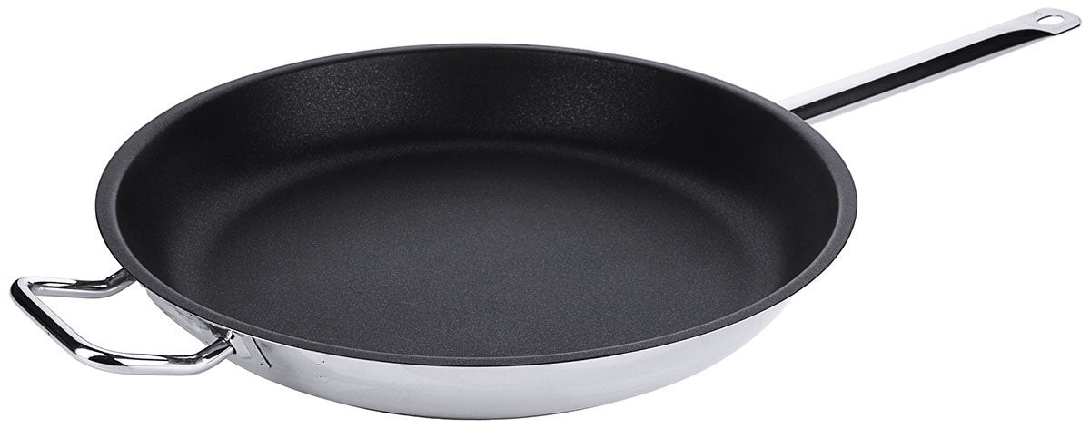 Edelstahl Antihaft-Bratpfanne mit PTFE-Beschichtung & Rohrgriff Gegengriff Ø 36-40 cm Contacto - CPGASTRO