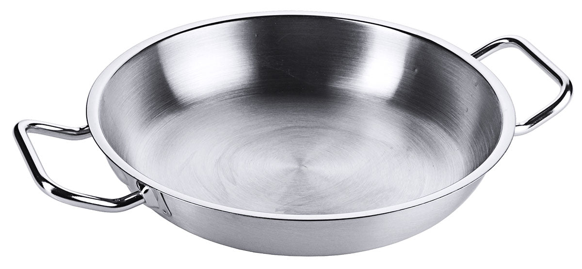 Edelstahl Bratpfanne mit zwei seitlichen Kaltgriffen & Schüttrand Ø 20-80cm Contacto - CPGASTRO