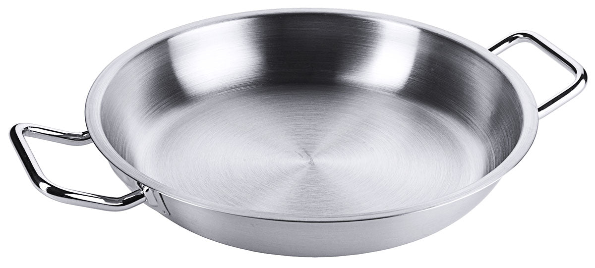 Edelstahl Bratpfanne mit zwei seitlichen Kaltgriffen & Schüttrand Ø 20-80cm Contacto - CPGASTRO