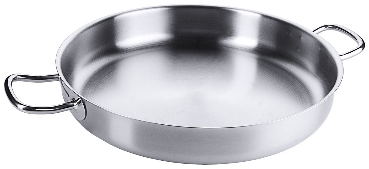 Edelstahl Bratpfanne mit zwei seitlichen Kaltgriffen & Schüttrand Ø 20-80cm Contacto - CPGASTRO