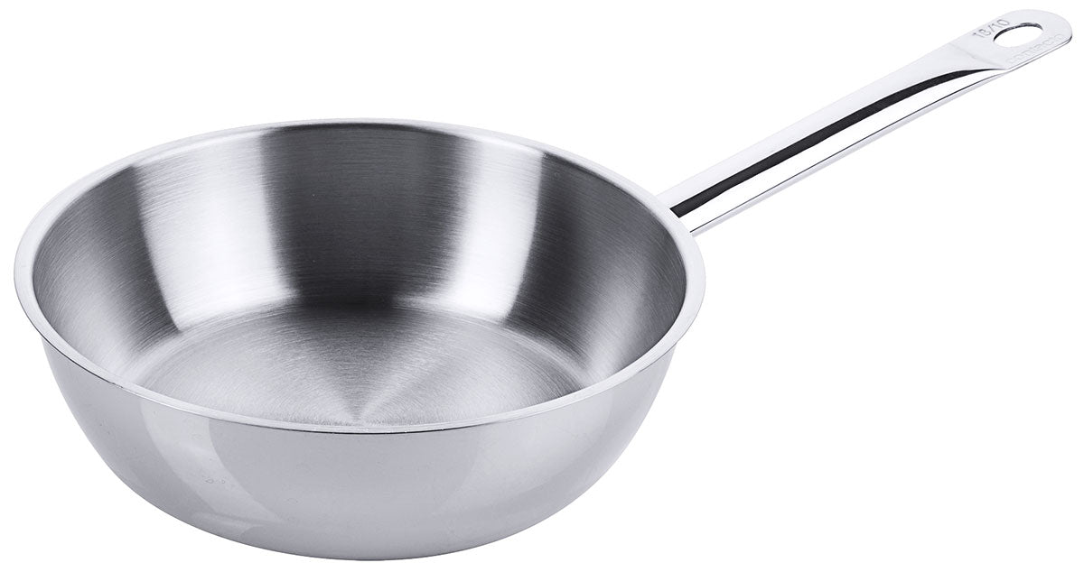 Edelstahl Sauteuse Ø 16-24 cm mit breitem Schüttrand mit Rohrgriff