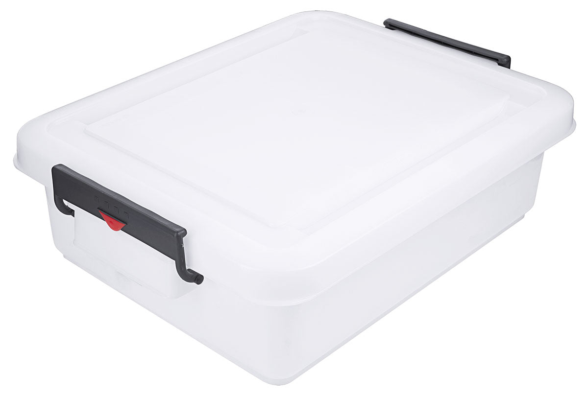 Transportbehälter 30 bis 60 Liter weiß lebensmittelgeeignet mit Klemmbügel-Deckel Contacto - CPGASTRO