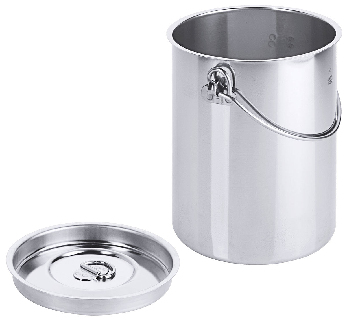 Edelstahl Eimer zylindrisch 2 bis 10 Liter mit Deckel mit oder ohne Bodenreifen Contacto - CPGASTRO
