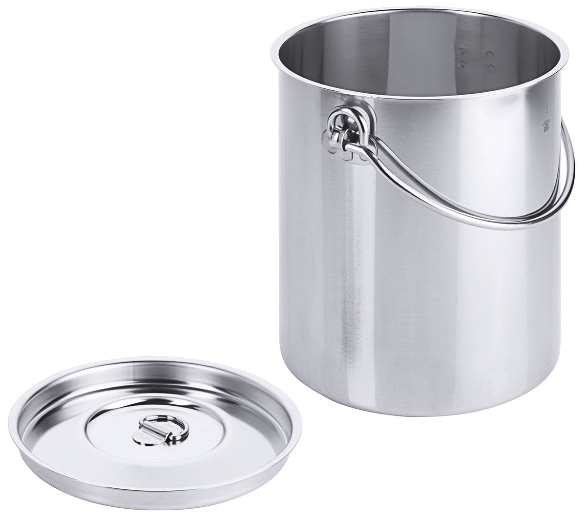 Edelstahl Eimer zylindrisch 2 bis 10 Liter mit Deckel mit oder ohne Bodenreifen Contacto - CPGASTRO