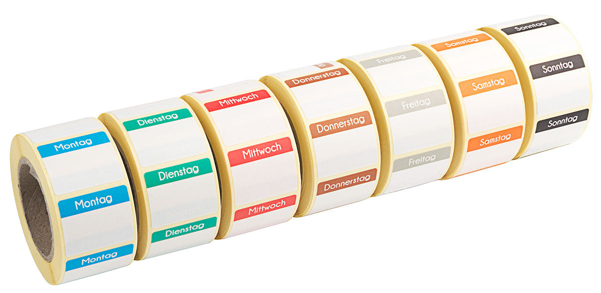 Wochentage HACCP Etiketten Montag-Sonntag 500 Stück auf Rolle Contacto - CPGASTRO