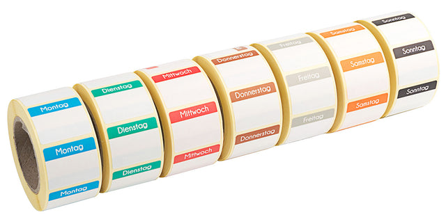 Wochentage HACCP Etiketten Montag-Sonntag 500 Stück auf Rolle Contacto - CPGASTRO