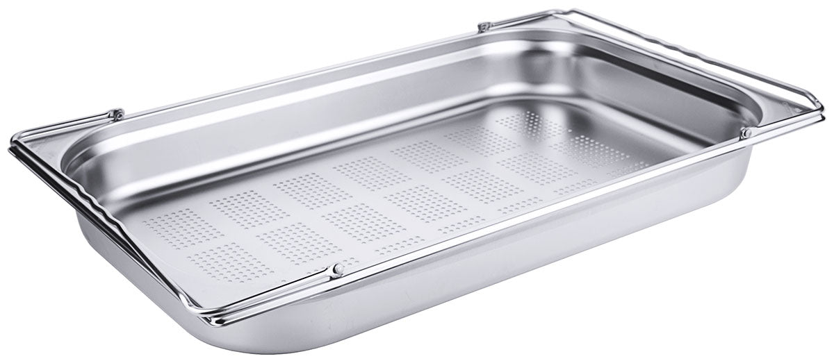 GN-Behälter 1/1 mit Bügelgriffen perforiert Tiefe 65-200 mm