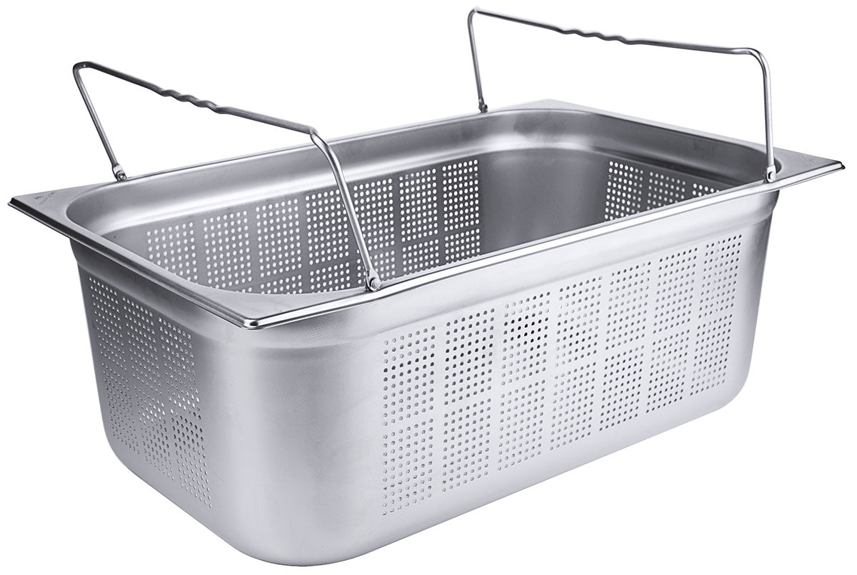 GN-Behälter 1/1 mit Bügelgriffen perforiert Tiefe 65-200 mm