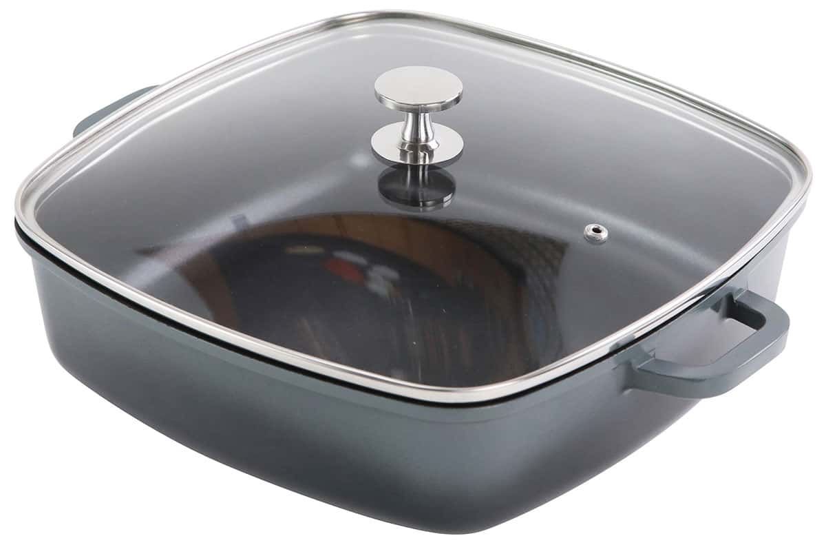 AluChef® Bräter quadratisch 28x28 cm mit Glasdeckel