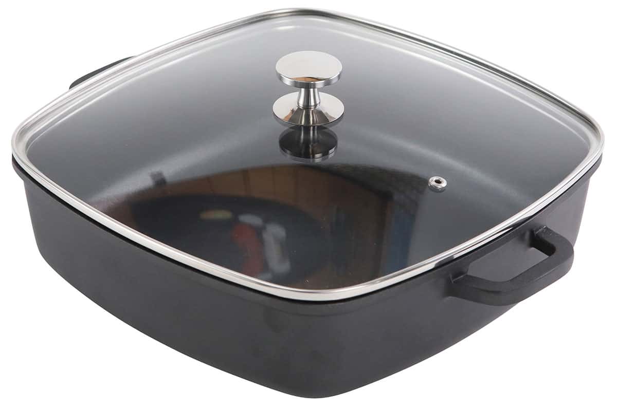 AluChef® Bräter quadratisch 28x28 cm mit Glasdeckel