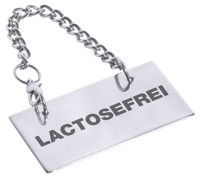 Edelstahl Schild für Kannen: lactosefrei Contacto - CPGASTRO