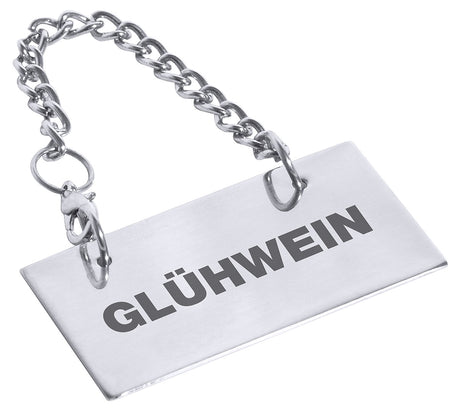 Edelstahl Schild für Kannen: GLÜHWEIN  5 x 2,5 cm Contacto - CPGASTRO