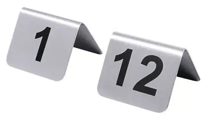 Tischnummernschilder 1-12 mit schwarzem Siebdruck - CPGASTRO