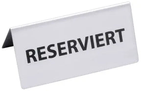 Edelstahl Tischschild RESERVIERT beidseitig beschriftet - CPGASTRO